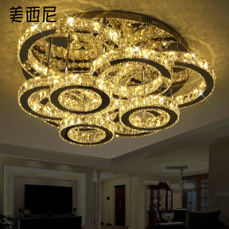 美西尼客廳燈 圓形大氣創意LED水晶燈，點亮家居藝術與實用